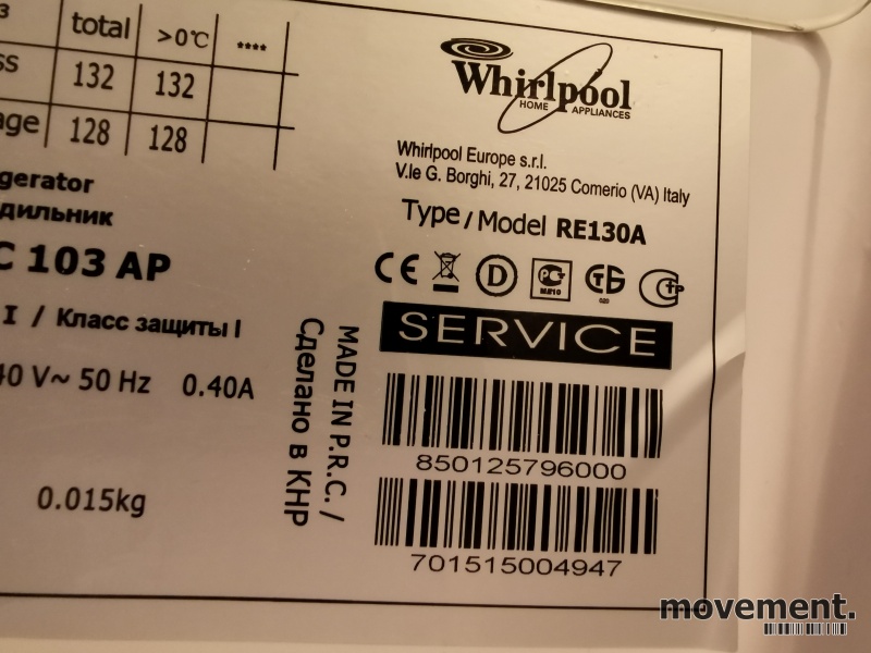 Solgt!Lite kjøleskap fra Whirlpool, - 3 / 3