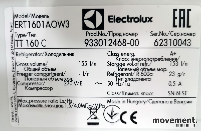 Solgt!Lite kjøleskap fra Electrolux, - 4 / 4