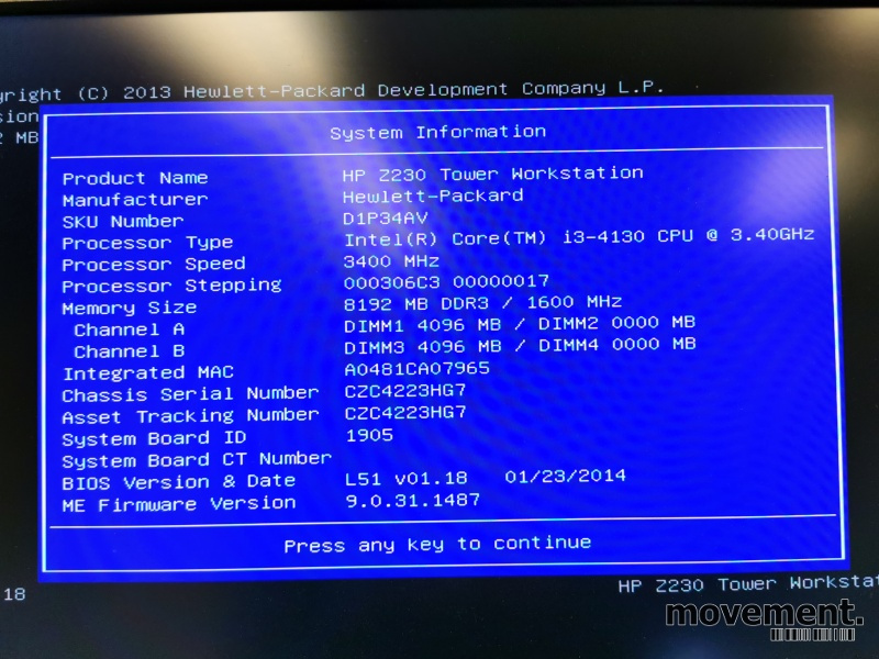 Solgt!Stasjonær PC: HP Z230 Workstation - 2 / 2