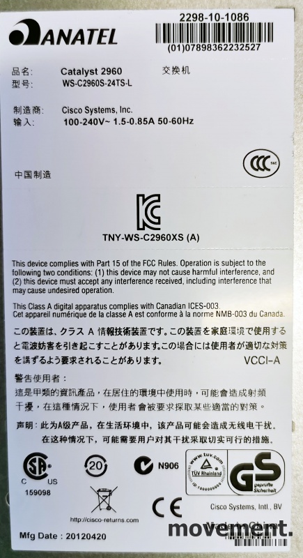 Solgt!Cisco Switch: WS-C2960S-24TS-L, - 2 / 2