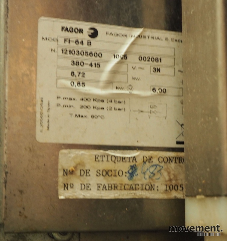 Solgt!Fagor FI-64B Oppvaskmaskin for - 2 / 2