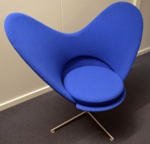 Vitra / Verner Panton "Heart cone chair", hjertestolen i blått stoff, pent brukt
