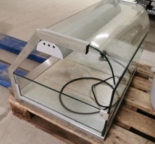 Varmemonter / desktop varmedisk i glass for display av varmmat, 67,5cm bredde, Angelo PO, pent brukt