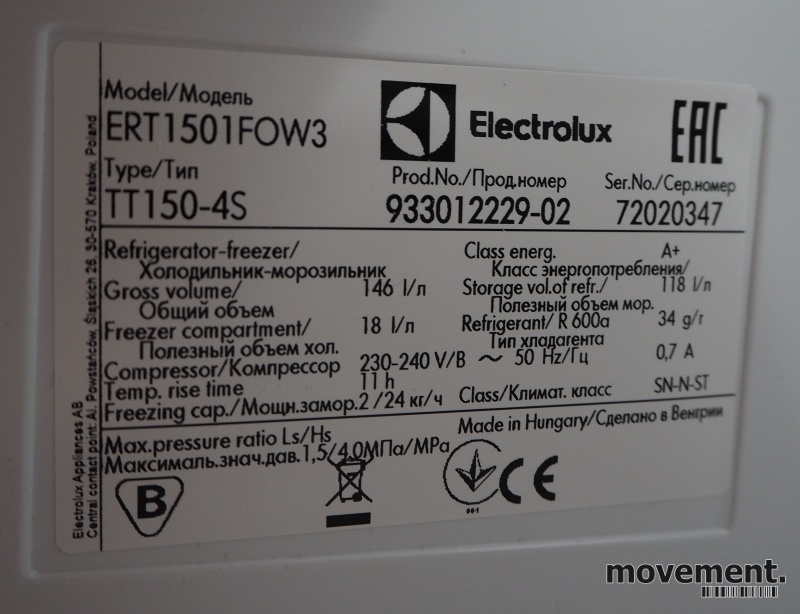 Solgt!Lite kjøleskap fra Electrolux, - 2 / 2