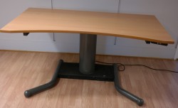 Skrivebord med ettpunkts elektrisk hevsenk i bøk / grått, 160x80cm, brukt