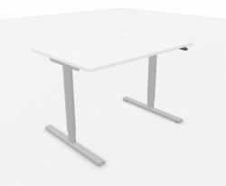 Skrivebord med elektrisk hevsenk i hvitt / grått fra Linak, 120x80cm, NY/UBRUKT
