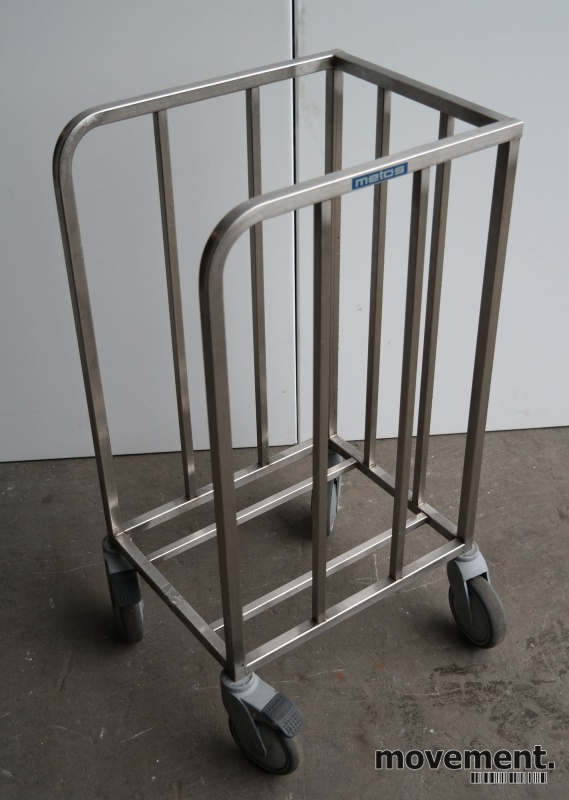 Solgt!Tralle for kantinebrett i rustfritt stålfra Metos, pent brukt