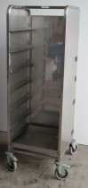 Oppvasktralle i rustfritt stål, for oppvaskbakker, 7 hyller, 162 cm høyde, pent brukt