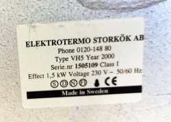 Matvarmer / buffetvarmer i rustfritt stål, 80x60cm, Elektrotermo Storkök VH5, 1500W, pent brukt