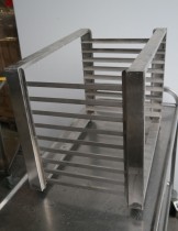 Hylle for stekebrett i rustfritt stål med 9 hyller, 63x40cm, pent brukt
