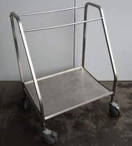 Tralle med bøylehåndtak i rustfritt stål, 73x57cm, høyde håndtak 100cm, brukt