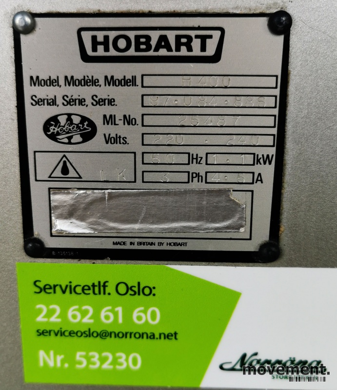 Solgt!Eltemaskin fra Hobart, modell H400, - 2 / 6