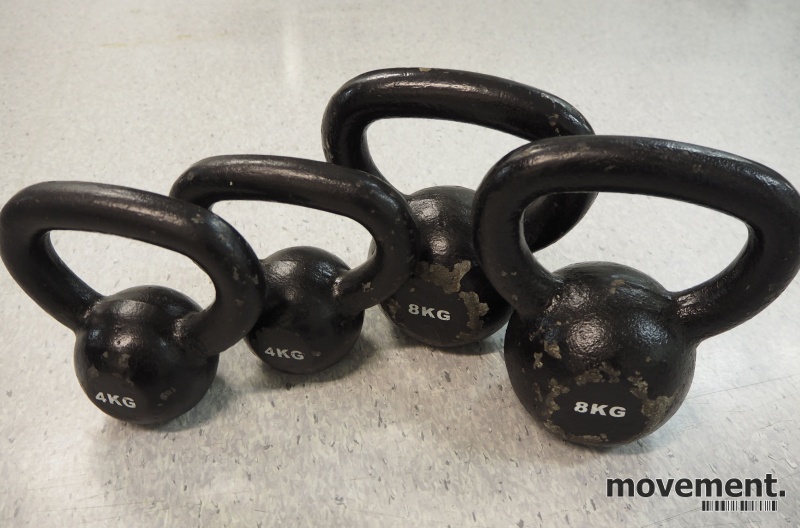 Solgt!Kettlebells, 2x4kg og 2x8kg, selges