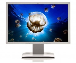 Flatskjerm til PC: Fujitsu B24W-6, 24toms LED, 1920x1200, hvit, VGADVI/DP/USB/Audio, pent brukt