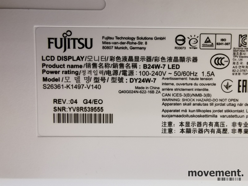 Solgt!Flatskjerm til PC: Fujitsu B24W-7, - 4 / 4