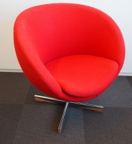 Stokke (Varier) Planet Loungestol i rødt ullstoff med vipp, design: Svein Ivar Dysthe, pent brukt