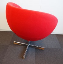 Stokke (Varier) Planet Loungestol i rødt ullstoff med vipp, design: Svein Ivar Dysthe, pent brukt