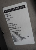 Kontorstol fra Malmstolen, modell Cpod i sort med høy rygg og armelene, sort mesh rygg, pent brukt