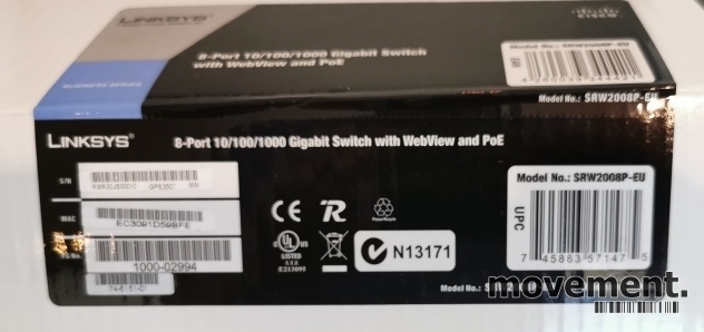 Solgt!Linksys SRW2008P-EU Gigabit PoE - 4 / 4