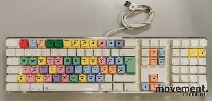 Mac Tastatur A1048 Fargekodet For Finalcut Videoredigering Norsk Layout Pent Brukt