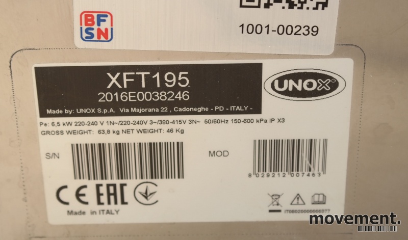 Solgt!Unox Rosella XFT195 konveksjonsovn - 6 / 12