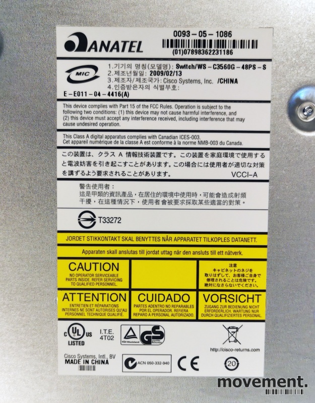 Solgt!Cisco Switch WS-C3560G-48PS-S. - 3 / 3