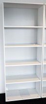Høy bokhylle E-serie i hvitt fra Kinnarps, 5permhøyder / 5H, 203cm høyde, pent brukt