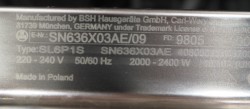Siemens SN636X03AE integrert oppvaskmaskin, pent brukt