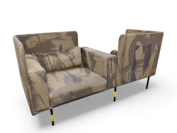 Tosidig loungesofa i camo-mønster fra Offecct, modell Varilounge High, bredde 210cm, pent brukt.