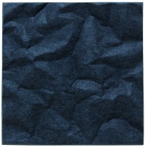 Dekorative, akustiske veggplater for støydemping i kontormiljøer fra Offecct, modell Soundwave® Scrunch, 60x60cm, mørk grå, pent brukt