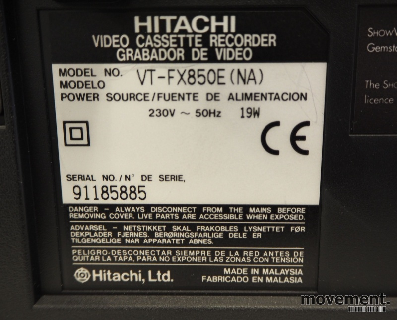 Solgt!Hitachi VHS-spiller, VT-FX850E, - 2 / 2