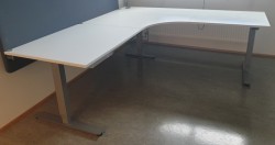 Skrivebord / hjørneløsning med elektrisk hevsenk fra EFG i hvitt / grått, 200x220, pent brukt