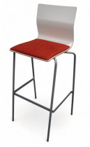 Barkrakk / barstol fra Materia, modell Adam i hvitt med rødt sete og grått understell, 78cm sh, KUPPVARE