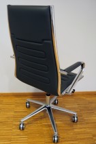 Konferansestol på hjul i mørk grå / krom fra Sitland, Ice-serie, høy rygg og armlener, pent brukt