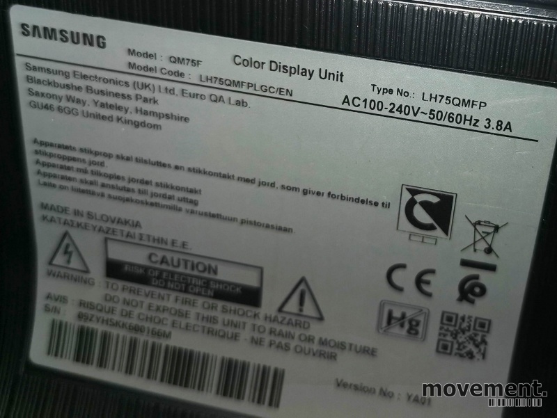 Solgt!Signage-skjerm 75toms fra Samsung. - 4 / 4