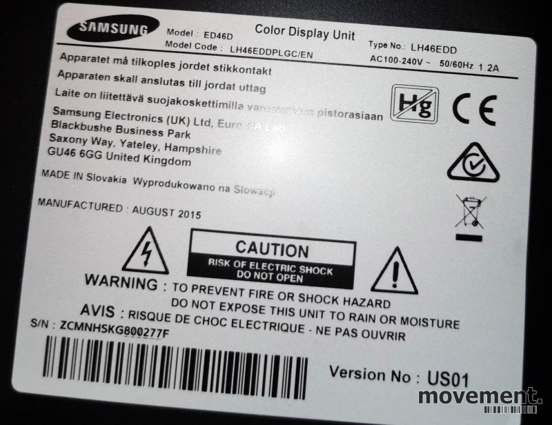 Solgt!Samsung ED46D signage-panel, 46toms - 5 / 5