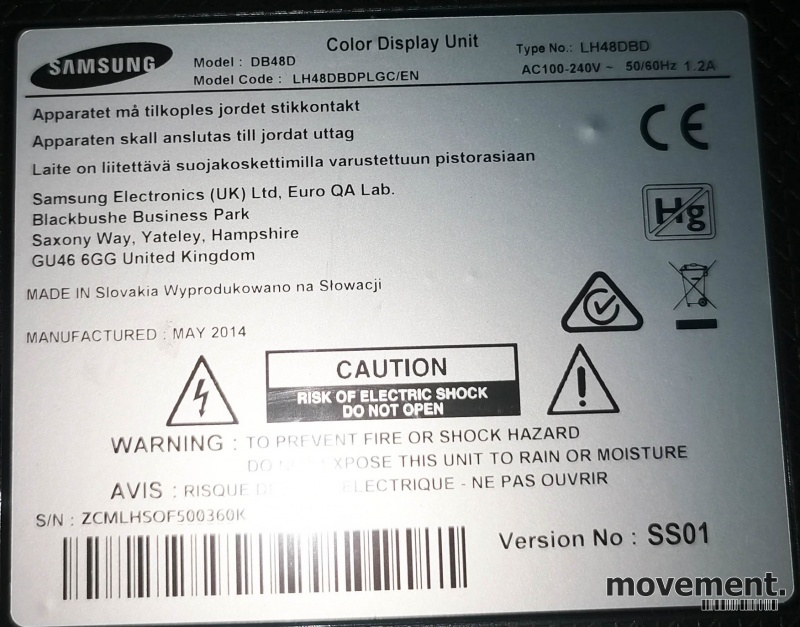 Solgt!Samsung DB48D, LED 48toms Public - 2 / 2