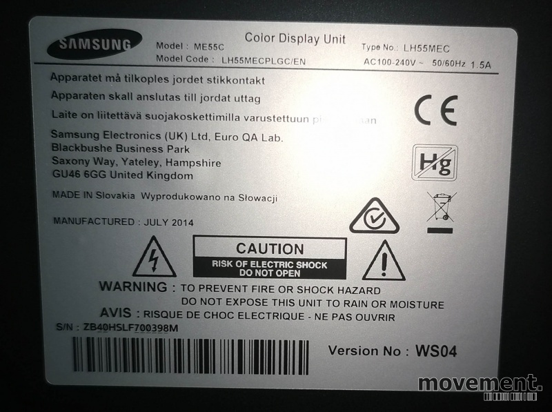 Solgt!Signage-skjerm: Samsung ME55C, - 2 / 2