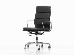Kontorstol: Eames EA219 softpad med høy rygg, i sort skinn, Original Vitra, NY