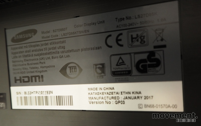 Solgt!Flatskjerm til PC: Samsung S27D850T - 3 / 3