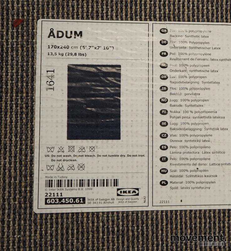 Solgt!IKEA Ådum gulvteppe i blått, - 2 / 2