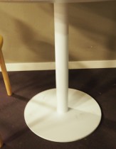 Rundt møtebord / kantinebord med bordplate i hvitt, Ø=90cm, H=73cm, hvitt understell, pent brukt