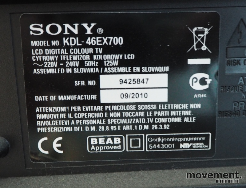Solgt!Sony Bravia KDL-46EX700 46toms LCD - 2 / 2