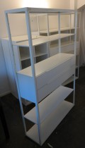 IKEA Fjällkinge bokhylle med 2 skuffer i hvitt, bredde 118cm, høyde 193cm, pent brukt - FLYTTESALG