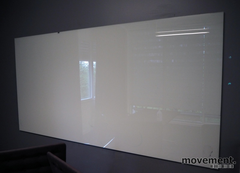 Solgt!Grått, vegghengt whiteboard i glass