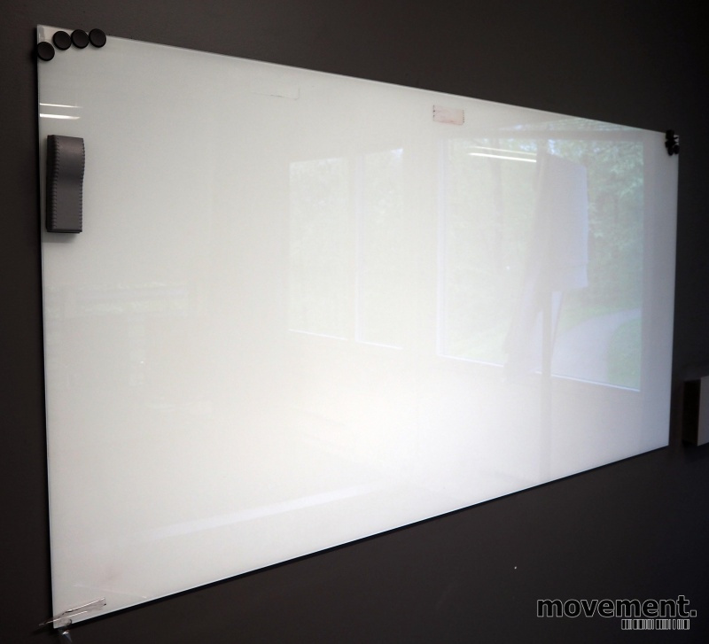 Solgt!Whiteboard i glass, 200x100cm,