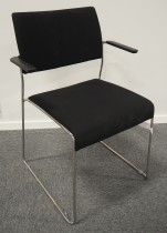 Konferansestol / stablestol i sort stoff / krom fra Brunner, modell Linos, pent brukt