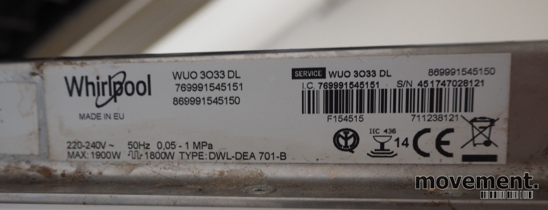 Solgt!Whirlpool WUO 3033 DL oppvaskmaskin - 2 / 2