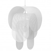 Taklampe i hvitlakkert perforert metall fra Normann Copenhagen, modell Superpose, Ø=30cm, pent brukt