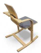 Konferansestol / spisestuestol / arbeidsstol i blått Kvadrat-stoff / ask fra Varier Furniture, modell Actulum, design: Peter Opsvik, pent brukt